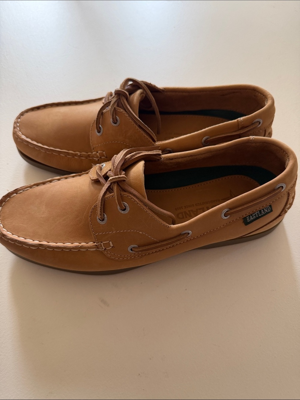 Eastland Sea Dog Leather Moc Toe Boat Shoes in Tan Sz 10. Bag5 New No box